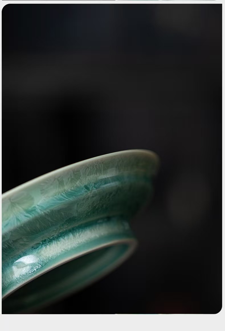 Turquoise Crystal Glaze & Silver Butterfly Gaiwan Set - 1 Pot & 3 Cups Ceramic Gongfu Tea Set