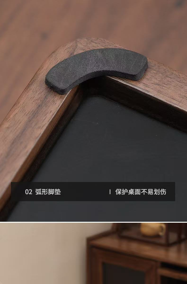 Walnut Wood "Mountain Rain" Tea Tray - Large Capacity Drainage Tea Table (1500ml)