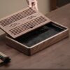 Walnut Wood "Mountain Rain" Tea Tray - Large Capacity Drainage Tea Table (1500ml)