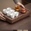 Walnut Wood "Mountain Rain" Tea Tray - Large Capacity Drainage Tea Table (1500ml)