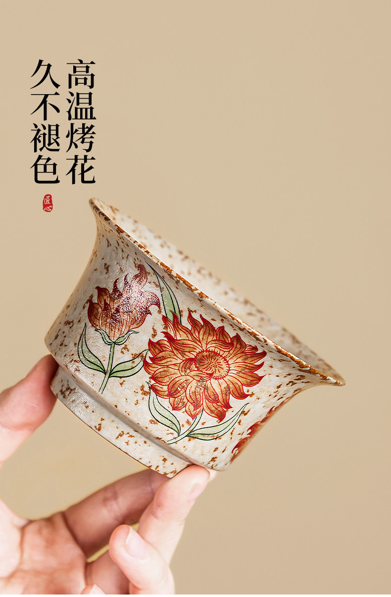 Blue and White & Flint Red Five-Piece Gongfu Tea Set - 2026 New Arrival Ceramic Gaiwan with Two Teacups (150ml Capacity)