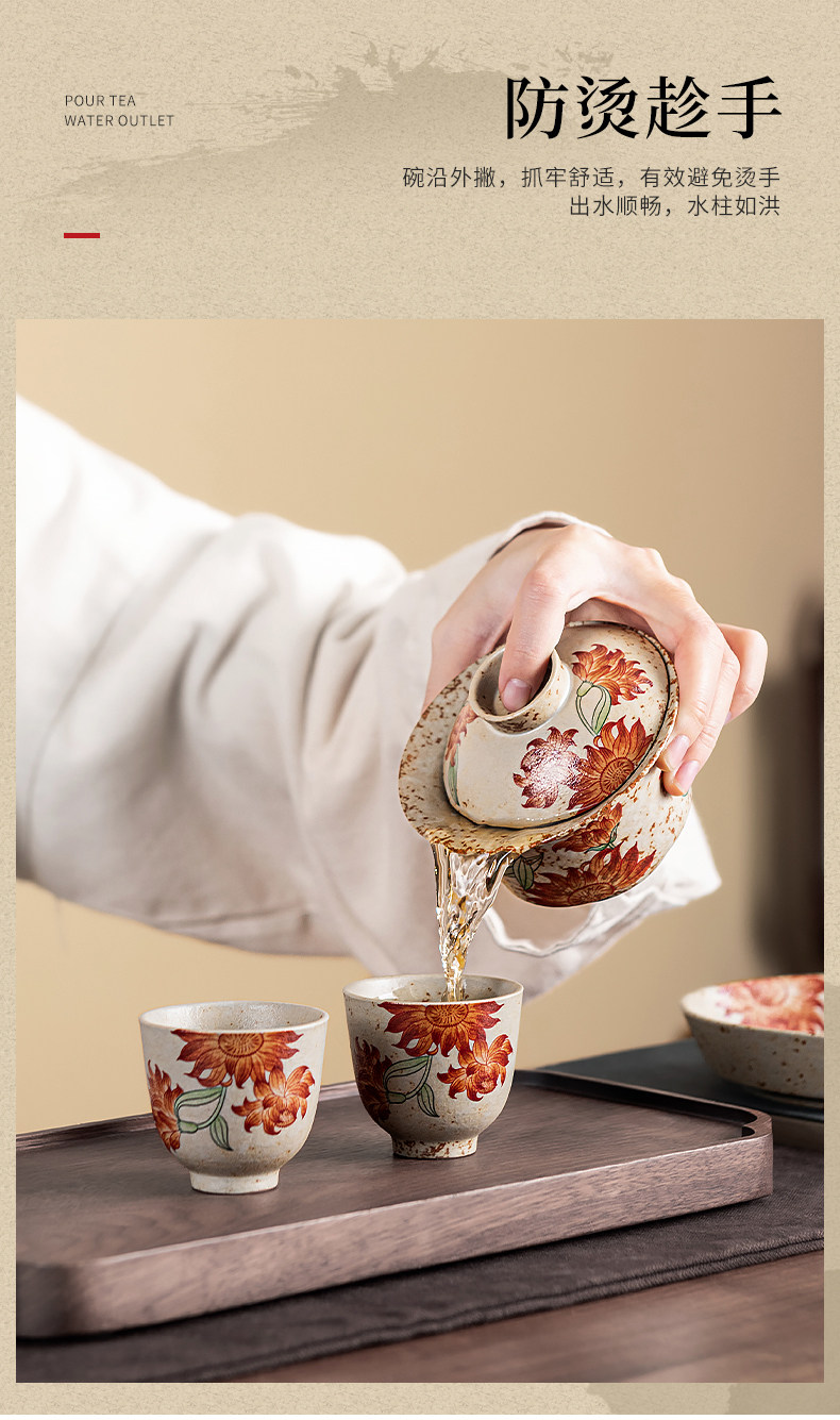 Blue and White & Flint Red Five-Piece Gongfu Tea Set - 2026 New Arrival Ceramic Gaiwan with Two Teacups (150ml Capacity)