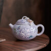 Exquisite Hand-Painted Ceramic Teapot with Violet Hydrangea Motif - Purple Blossom Tea Set with Chain Lid (165ml)