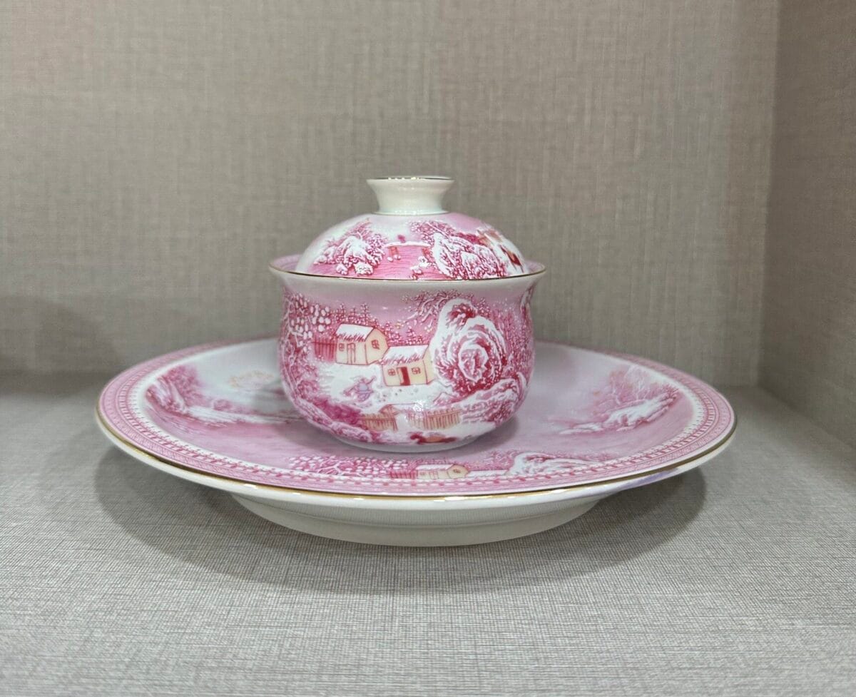 Agate Red Snowy Landscape Tea Set - Stunning Hand-Painted 6-Pc Antique Clay Set