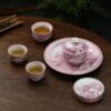 Agate Red Snowy Landscape Tea Set - Stunning Hand-Painted 6-Pc Antique Clay Set