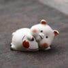 Hand-Crafted Yixing Zisha Tea Pet Pig - White Clay Prosperity Sculpture with Colorful Hand-Painted Design