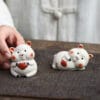 Hand-Crafted Yixing Zisha Tea Pet Pig - White Clay Prosperity Sculpture with Colorful Hand-Painted Design