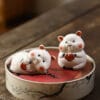 Hand-Crafted Yixing Zisha Tea Pet Pig - White Clay Prosperity Sculpture with Colorful Hand-Painted Design