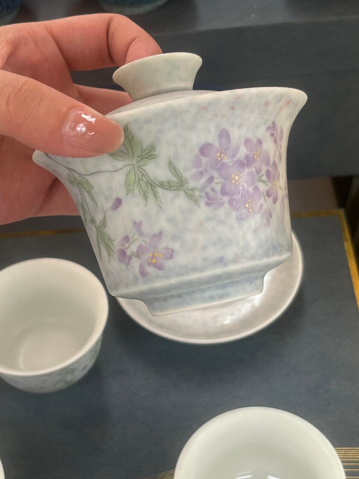 Underglaze Wisteria Tea Set - Complete 9-Pc Porcelain Set with Gift Box