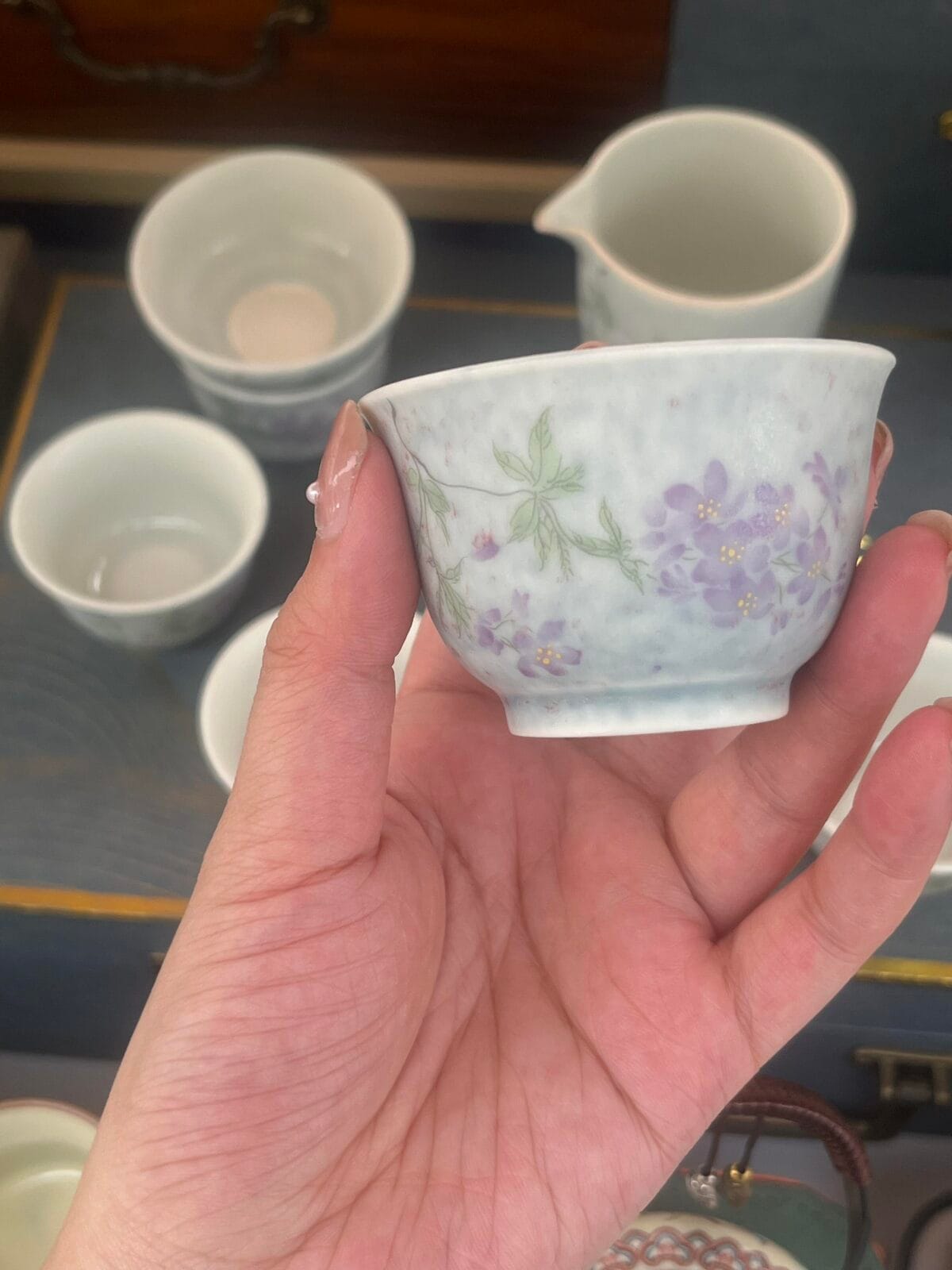 Underglaze Wisteria Tea Set - Complete 9-Pc Porcelain Set with Gift Box