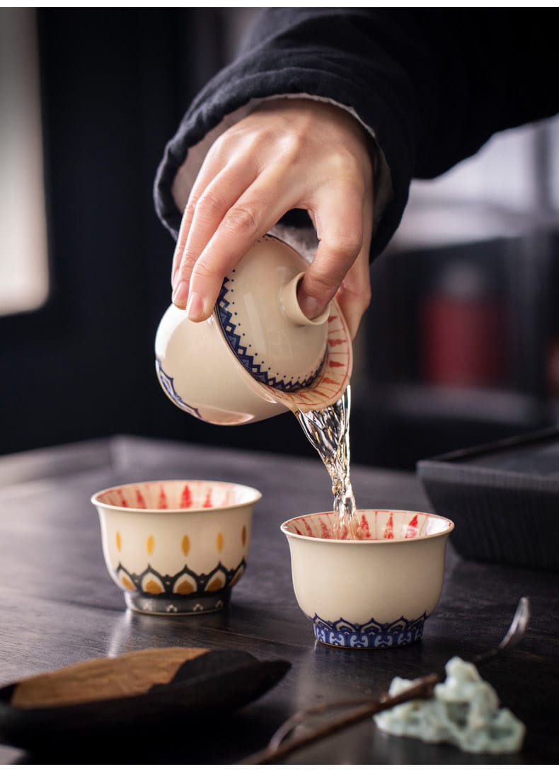 Silver Lotus Gaiwan - 150ml Art Piece Inspired by Mogao Caves