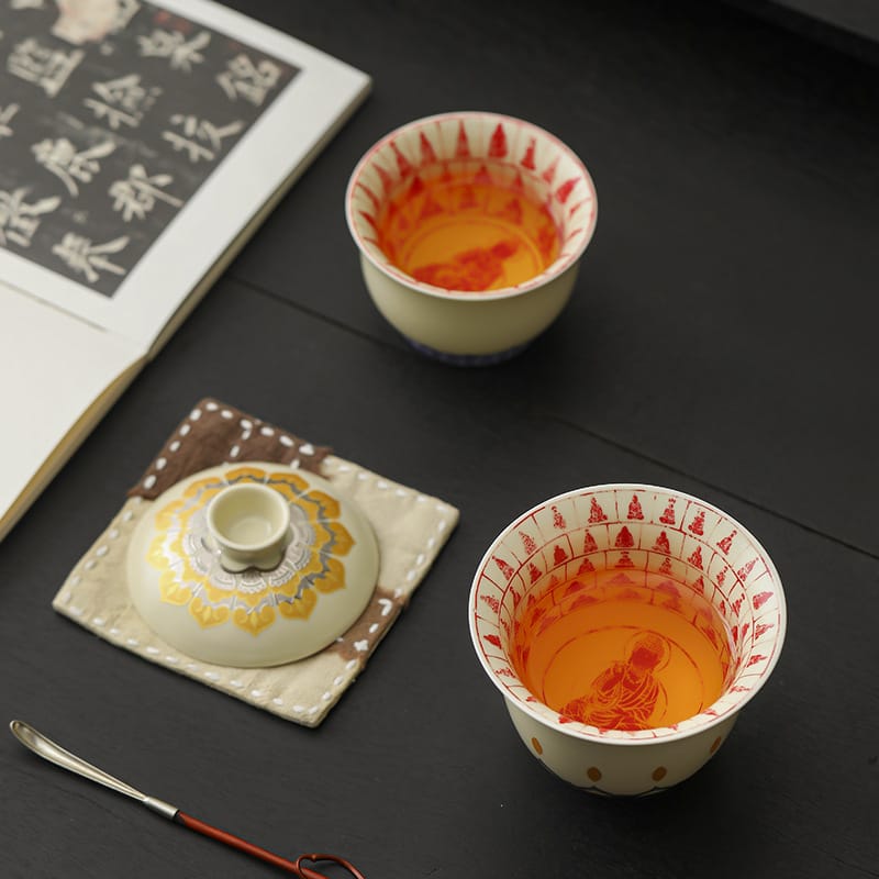 Silver Lotus Gaiwan - 150ml Art Piece Inspired by Mogao Caves