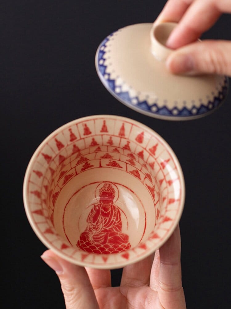 Silver Lotus Gaiwan - 150ml Art Piece Inspired by Mogao Caves