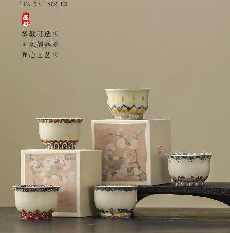 Bamboo Green Inlay Gold Silver Tea Cup