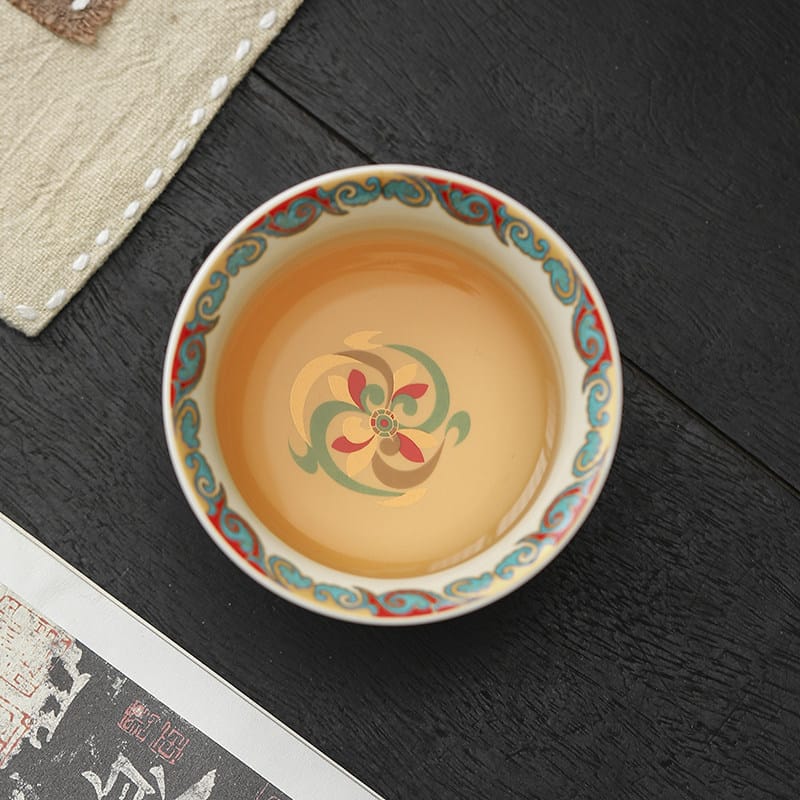 Bamboo Green Inlay Gold Silver Tea Cup: A Stunning 90ml Palace Masterpiece