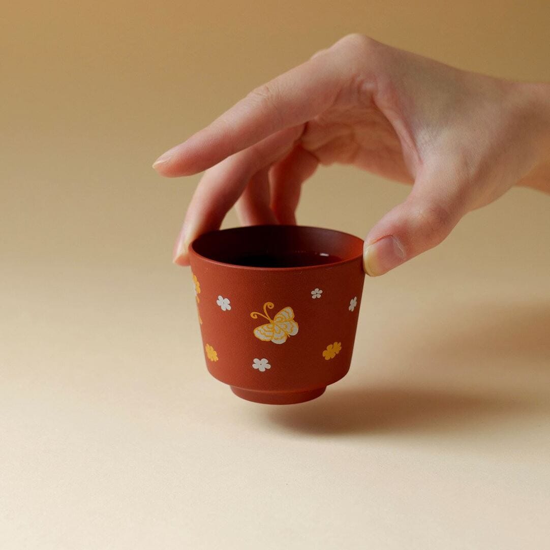 Zhu Ni Clay Tea Set - Stunning Butterfly & Floral Design, 130ml Teapot