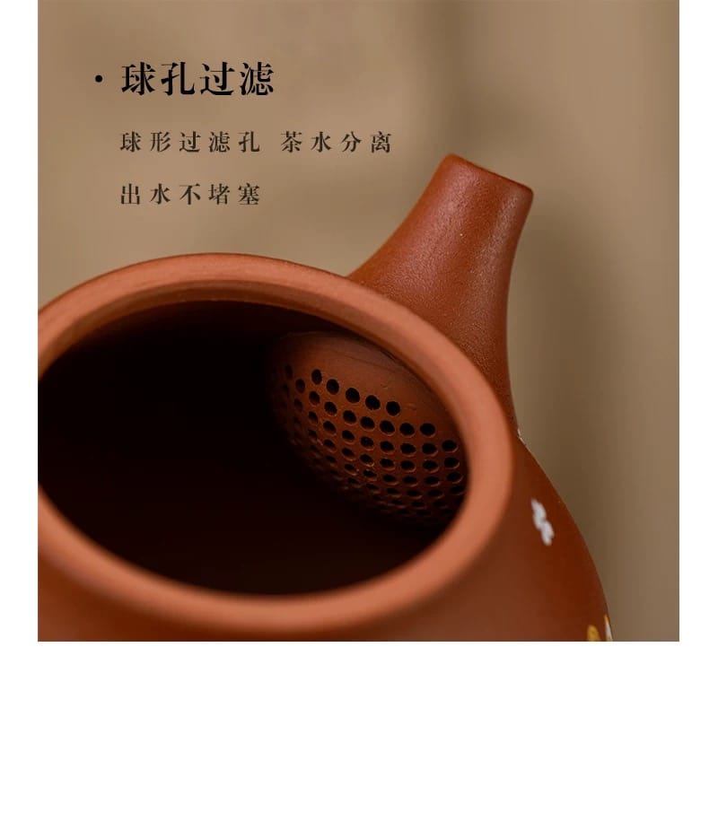 Zhu Ni Clay Tea Set - Stunning Butterfly & Floral Design, 130ml Teapot
