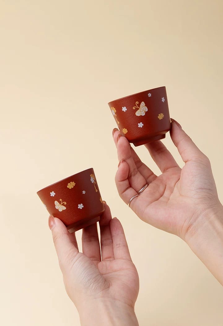 Zhu Ni Clay Tea Set - Stunning Butterfly & Floral Design, 130ml Teapot