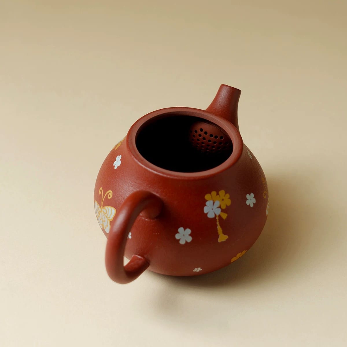 Zhu Ni Clay Tea Set - Stunning Butterfly & Floral Design, 130ml Teapot