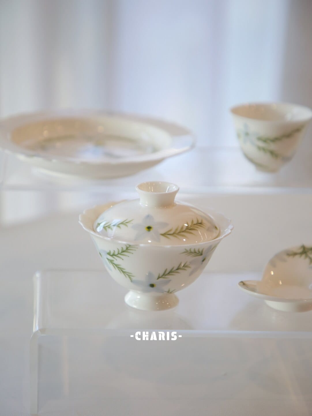 Hand Painted Blue Floral Tea Set - Elegant 3-Pc Set for Daily Rituals & Gifting