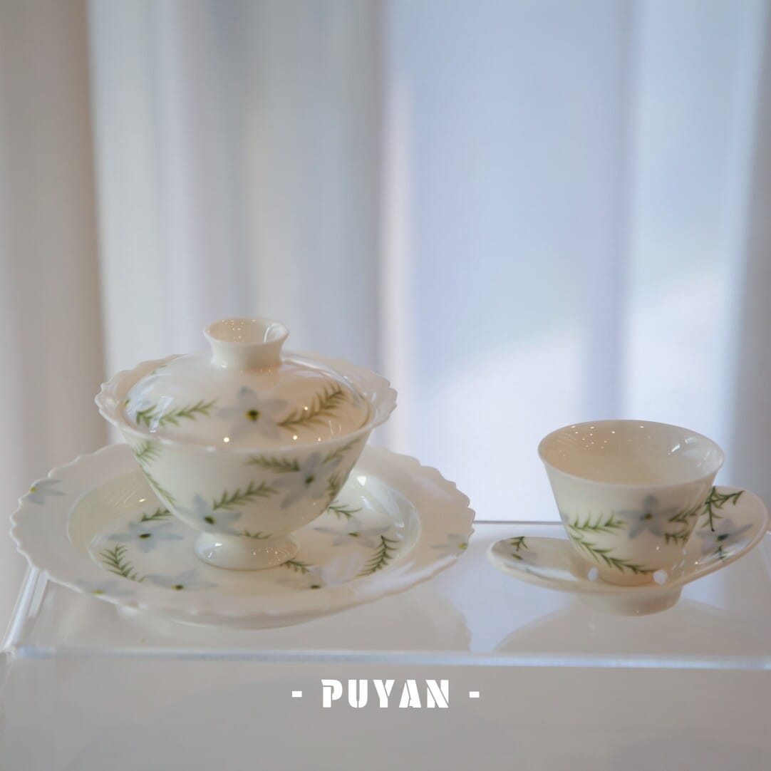 Hand Painted Blue Floral Tea Set - Elegant 3-Pc Set for Daily Rituals & Gifting