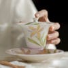 Iris Ceramic Tea Set - Beautiful Hand-Painted Floral Design, Includes Tray
