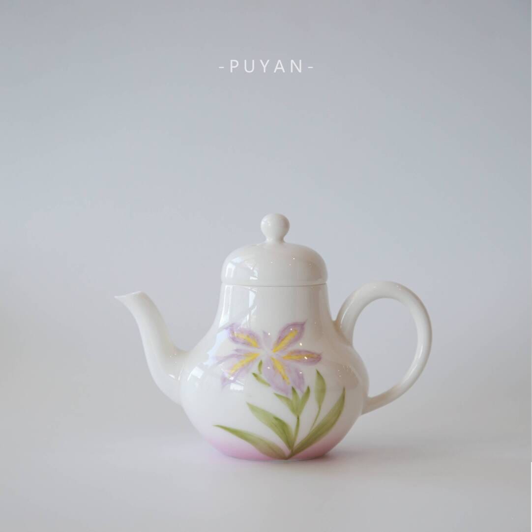 Iris Ceramic Tea Set - Beautiful Hand-Painted Floral Design, Includes Tray