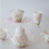 Iris Ceramic Tea Set - Beautiful Hand-Painted Floral Design, Includes Tray