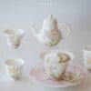 Iris Ceramic Tea Set - Beautiful Hand-Painted Floral Design, Includes Tray