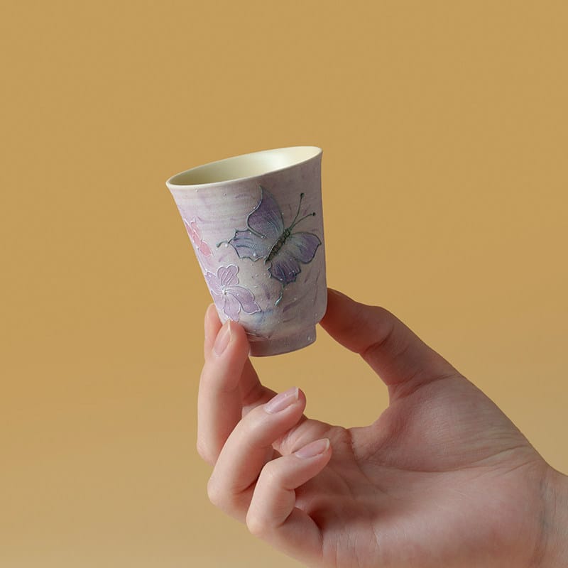 Lavender Gaiwan Set - Unique Horseshoe Shape Gaiwan & Matching Cup