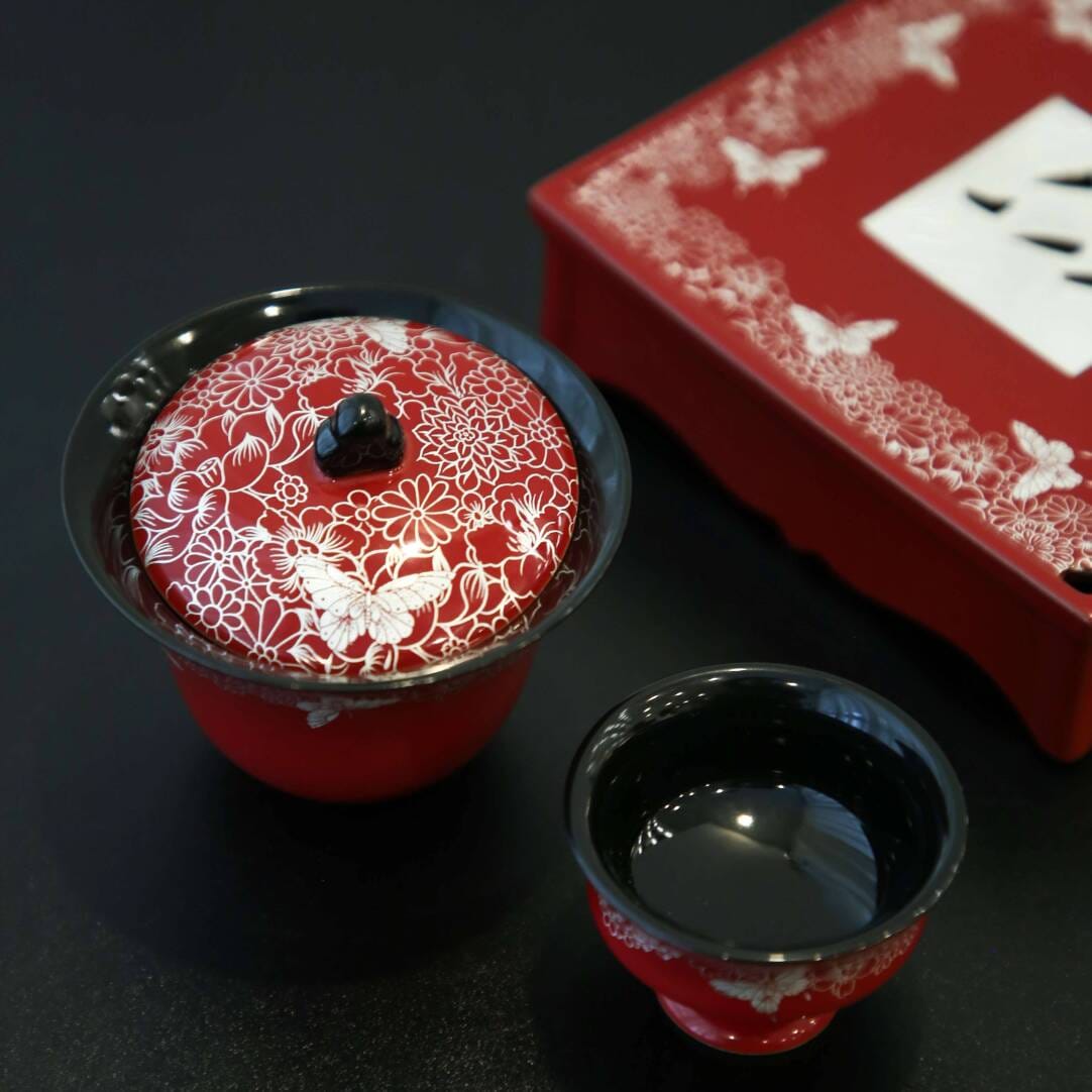 Dusky Crimson Gaiwan - Exquisite 120ml Hand-Painted Zen Tea Set