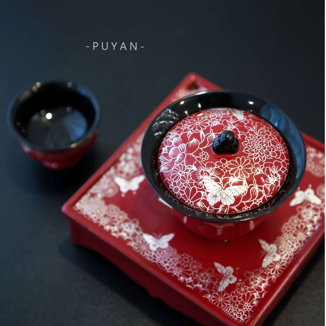 Dusky Crimson Gaiwan - Exquisite 120ml Hand-Painted Zen Tea Set