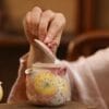 Hand-Painted Gourd Clay Teapot: A Stunning 150ml Floral Masterpiece