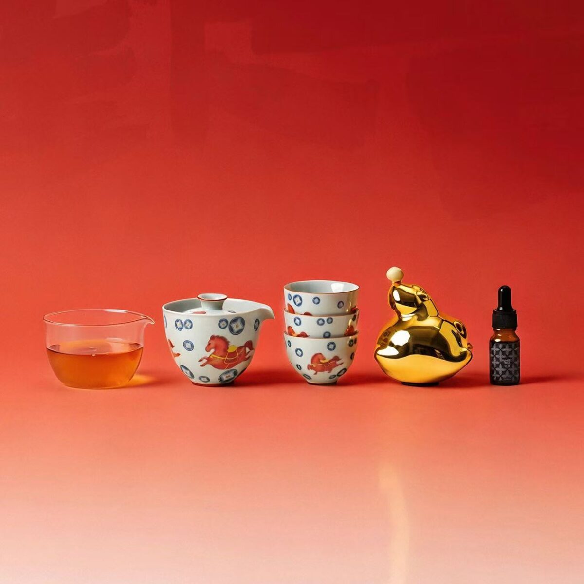 2026 Horse Year Tea Set Fragrance Gift Set - Elegant 6-in-1 Ceramic Set