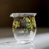 floral glass gongdao cup with rabbit design