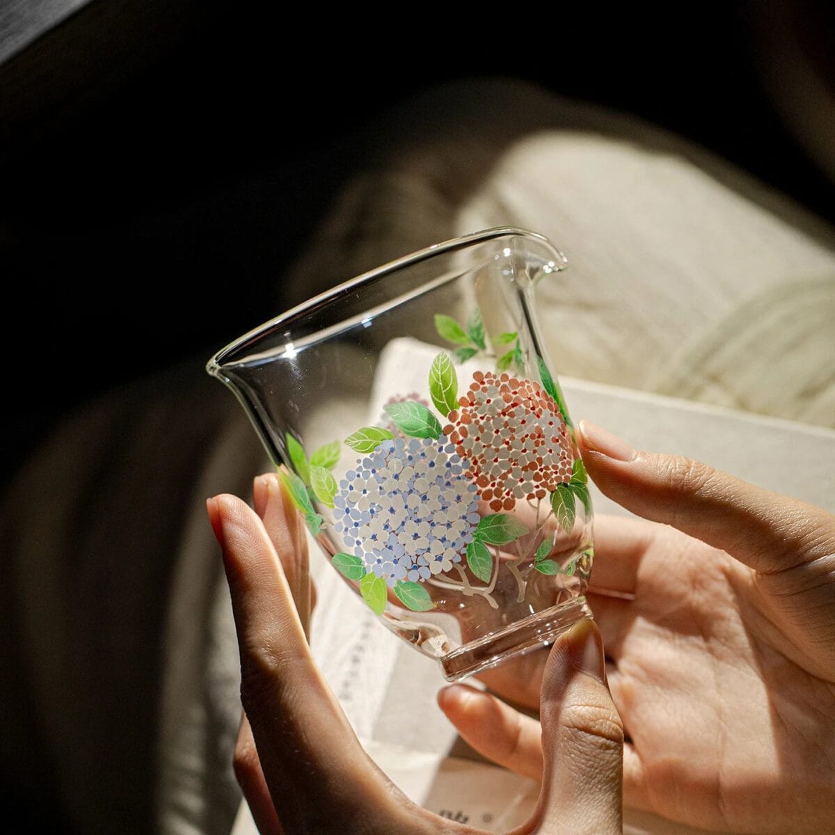 Hand Painted Glass Tea Pitcher