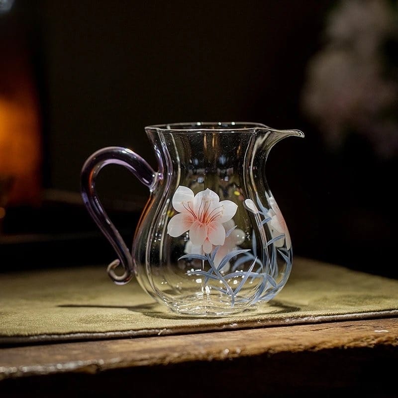 Hand-Painted Bamboo Lily Glass Fairness Cup