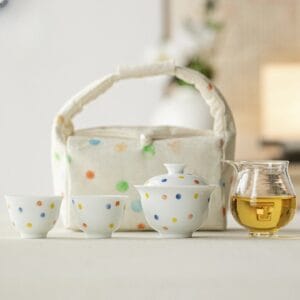 Hand-Painted Polka Dot Travel Tea Set