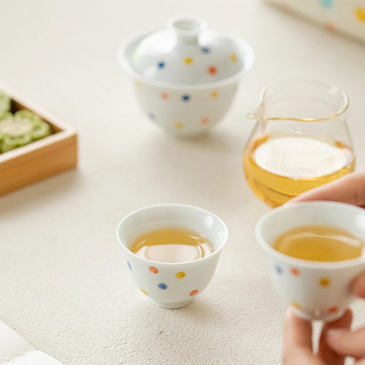 Portable Polka Dot Porcelain Travel Set