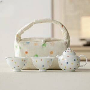Portable Polka Dot Porcelain Travel Set
