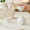 Portable Polka Dot Porcelain Travel Set: Your Complete 3-Piece Tea Kit