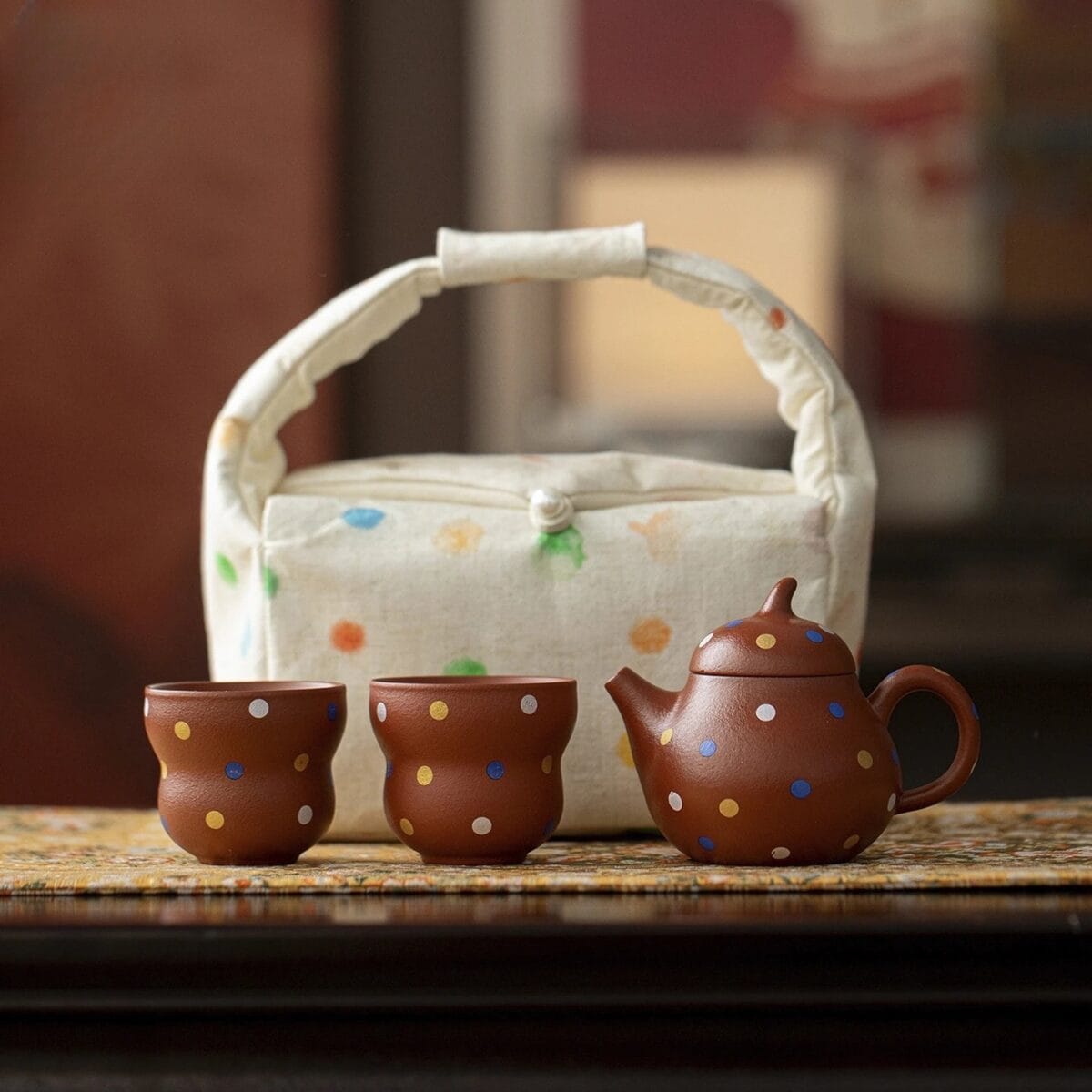 Polka Dot Zisha Clay Tea Set