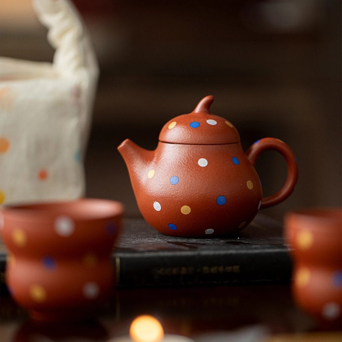 Never Settle for Mediocre Tea! Polka Dot Zisha Clay Tea Set, 3 Premium Pieces