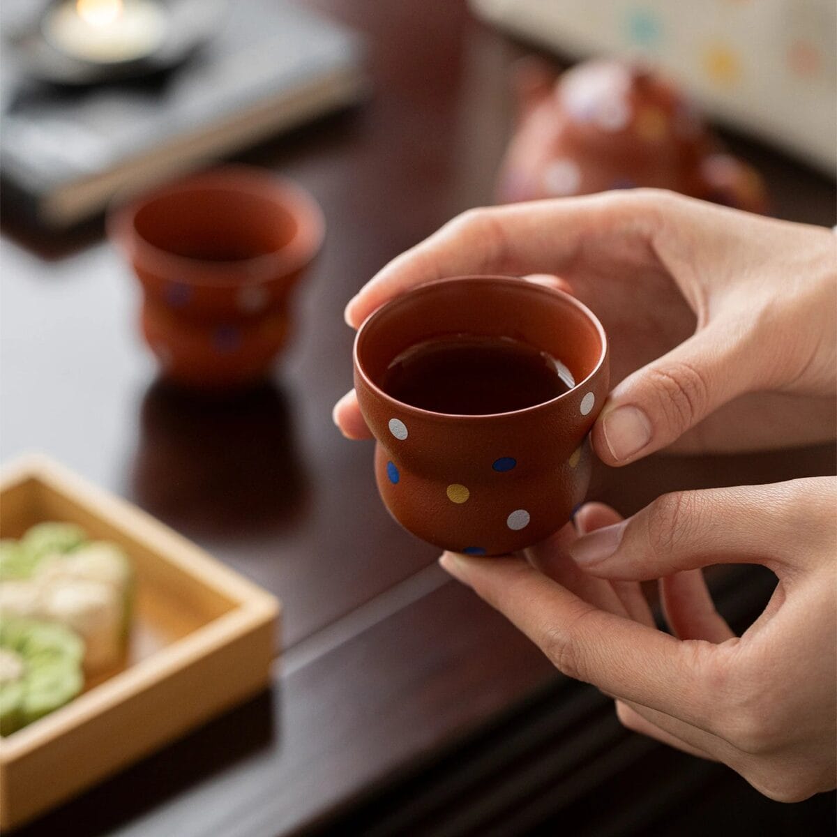 Never Settle for Mediocre Tea! Polka Dot Zisha Clay Tea Set, 3 Premium Pieces