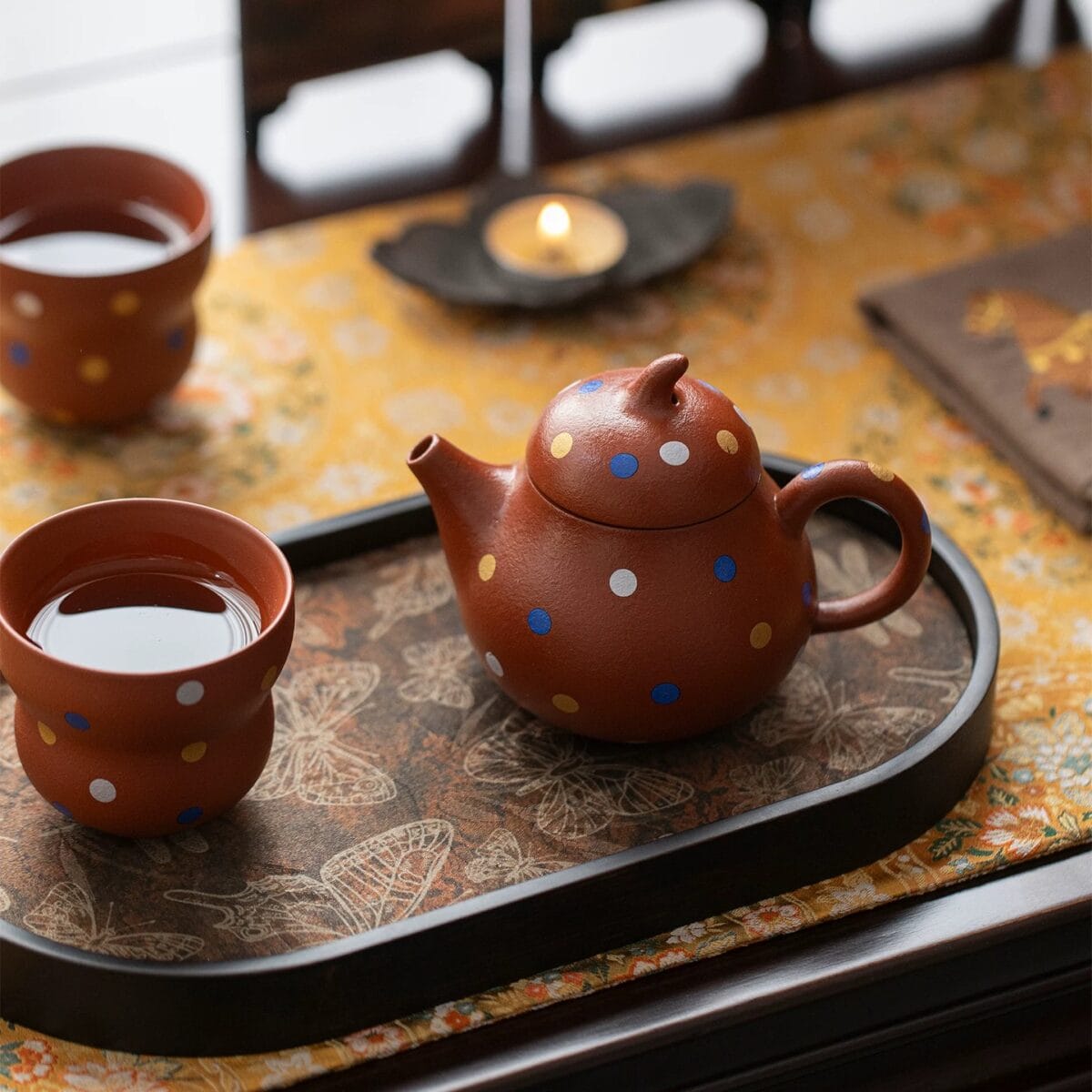 Never Settle for Mediocre Tea! Polka Dot Zisha Clay Tea Set, 3 Premium Pieces