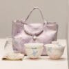 Lilac Butterfly Porcelain Gaiwan Set: A 3-Piece Masterpiece for Serene Moments