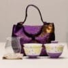 Never Settle for Boring Tea! Purple Floral Porcelain Gaiwan Set, 3 Artisan Pieces