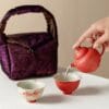 Vermilion Koi Travel Tea Set: A Stunning Hand-Painted 1-Pot-2-Cup Kit