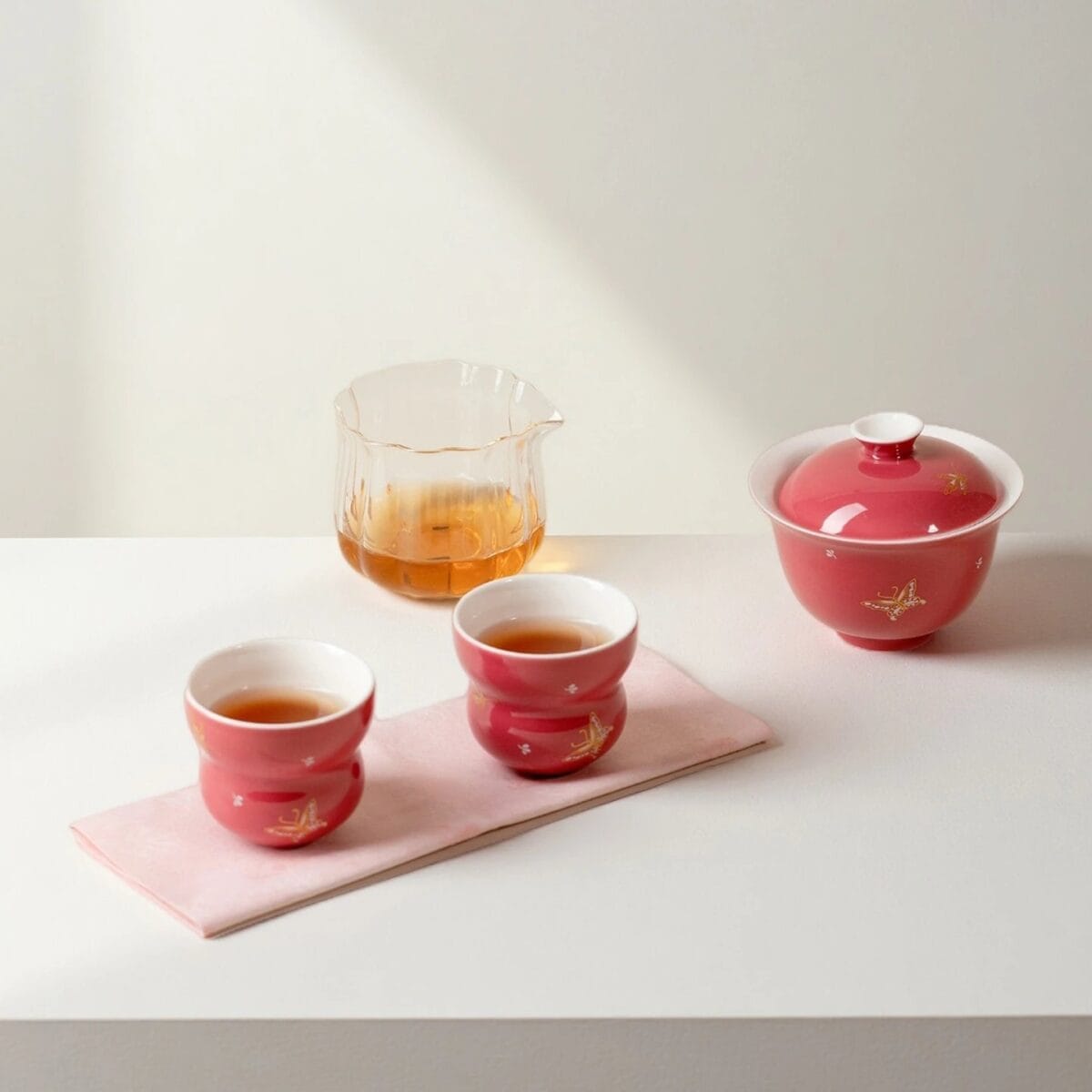 Cinnabar Gold Gilded Travel Tea Set: Your Luxurious 4-Piece Companion