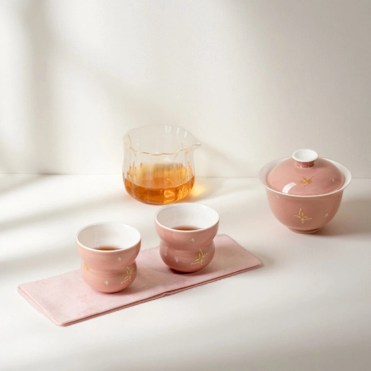 Coral Gold Butterfly Travel Tea Set: Your Complete 4-Piece Tea Journey